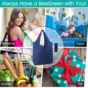 Vente chaude Grande Capacité Shopping Épicerie Réutilisable Recyclable Pliable Écologique Polyester Étanche Lettre Sac Poignée - Product Image 6