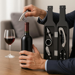 Juego de 5 Piezas de Lujo para Abrir Vino, Sacacorchos de Acero Inoxidable, Kit de Accesorios para Vino, Juego de Regalo para Bar, Hogar, Restaurante - Product Image 1