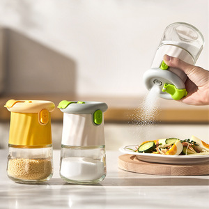 Dual-purpose Kitchen Salt Shaker <b>Glass</b> Sealed Airtight With Flip Top Lid For Solid Seasonings Measuring <b>Container</b> - Product Image 4