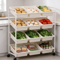 Étagère de rangement multifonctionnelle à quatre niveaux, écologique, imperméable, sur pieds, avec roulettes, pour salon, cuisine, salle de bain