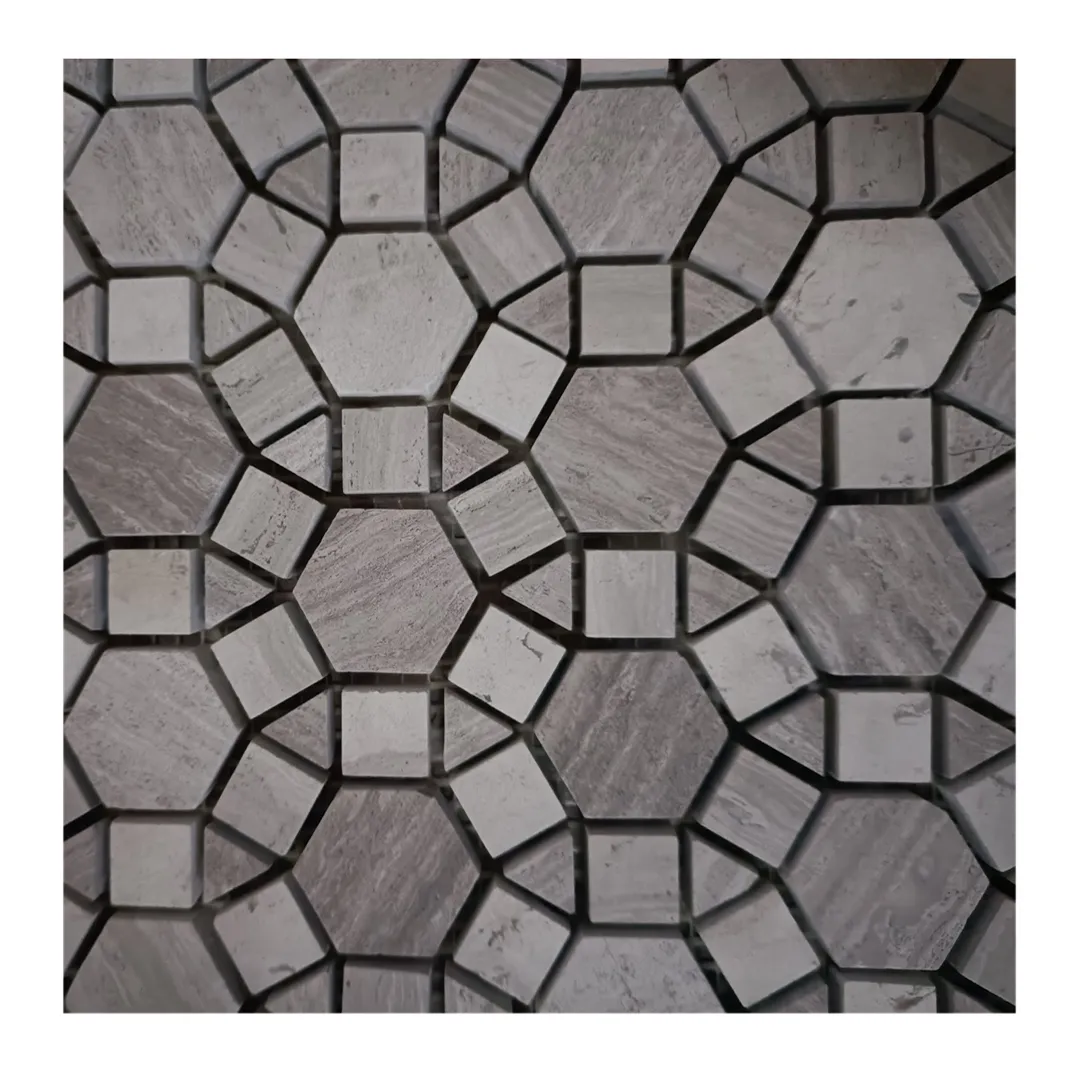 디자인 바닥 타일 나무 회색 대리석 모자이크 벽 타일 삼각형 육각 축구 패턴 돌 모자이크