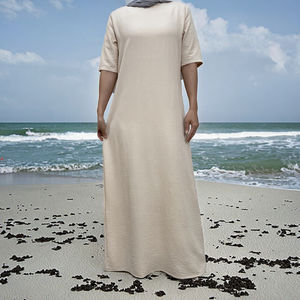 6722 #   Nuevo Vestido de Noche/Formal de Moda, Modesto, Liso, Veraniego, Lavable, Estilo Kaftan, Largo hasta el Suelo, Corte en A, para Mujer, 100% Poliéster - Product Image 3