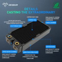Socooler CRD36H5-45R ordinateur industriel refroidi à l'eau ventilateurs sans plomb écologiques Type fendu équipement médical dissipateur thermique en cuivre