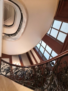 Escaleras de acero inoxidable chapadas en oro barandilla de cristal interior de lujo moderno con patrones elegantes característica duradera - Product Image 6