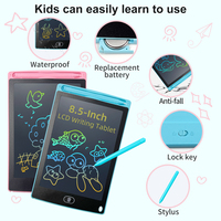 Tablette de dessin numérique LCD 8,5 pouces en gros pour enfants, bloc de gribouillage effaçable multicolore, tableau de dessin électronique auto-adhésif