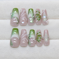 24pcs kits de manucure française réutilisables ABS à presser gel acrylique pointes d'ongles design français motif carré pour les doigts vente en gros