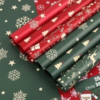 Papier d'emballage pour fleurs coréen imperméable, imprimé cerf de Noël et flocons de neige, pour bouquets, vente en gros pour fleuristes