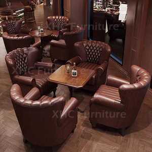 Offre Spéciale : Ensemble de Fauteuils <span class=keywords><strong>Club</strong></span> en <span class=keywords><strong>Cuir</strong></span> Style Américain avec Table Basse en Bois Massif – Mobilier de Luxe pour Hôtels, Bars à Whisky, Salons et Cafés - Product Image 3