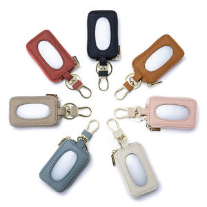 Nouvel étui à clés de voiture en cuir véritable minimaliste pour femmes, porte-clés universel, mini pochette de rangement pour clés - Product Image 6