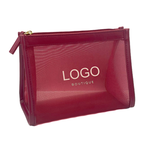 Wholesale Nylon Mesh Clear Makeup Bag <strong>Custom</strong> Logo OEM ODM Lightweight Small Cosmetic Bag Zipper Closure Promotional Beauty <strong>Pouch</strong> - Product Image 3