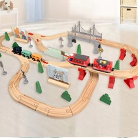 Train éducatif en bois pour tout-petit avec rails en bois Train extensible modifiable ensemble de jouets Train en bois ensemble
