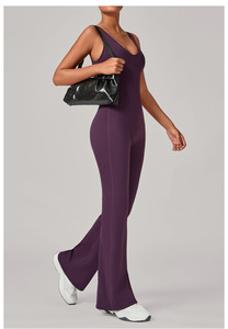 Combinaison de yoga une pièce 2026, nouvelle, effet push-up, pantalon évasé, taille haute, dos nu, sexy, décontractée, combinaison et body - Product Image 3