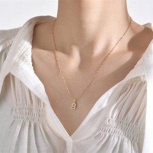 Gold Plated Letter <b>Necklace</b> Custom 26 Zircon Letter Pendant <b>Necklaces</b> - Product Image 2