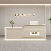 Bureau de réception de style crème pour les petites entreprises Salon de beauté de luxe Magasin de vêtements pour la réception Caissier Formation Comptoir de bar