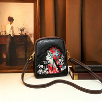 Sac à main vintage 3D gaufré pour femme, sac bandoulière rétro avec portrait de dame, sac messager, pochette de téléphone de créateur