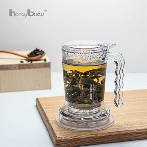 Jarra de Tritán de 410 ml con Tapa Plana Gris Ahumado y Logotipo Personalizado para Tiendas de Té Especializado, Infusor de Té de Hojas Sueltas por Gravedad, Gotero Inteligente - Product Image 4