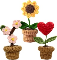 Mini plante en pot de tournesol au crochet, tournesol tricoté réaliste pour la salle de bain, la maison, la cuisine, centre de table rustique, décoration d'étagère