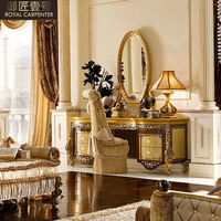 Table de toilette en bois massif de style européen de luxe pour chambre principale, chambre de maîtresse, coiffeuse