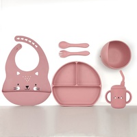 6 pièces ensemble de sevrage Led écologique vaisselle pour bébé assiette à bavoir bols à succion ensemble d'alimentation pour bébé en Silicone