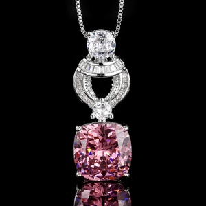Factory Wholesale Eco-friendly Copper 12*12MM Zircon Pendant <b>Earrings</b> Ring Jewellery <b>Set</b> With Pendant Necklace and <b>Earrings</b> - Product Image 4