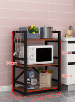 Étagère de rangement multifonctionnelle en métal et bois pour cuisine avec support pour four à micro-ondes, revêtement noir, logo personnalisé, taille sur mesure