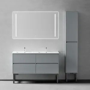 China Supplier Modern Solid Wood Bathroom Vanity with Light
