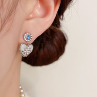 Pendientes de Corazón de Madreperla Chapados en Oro de 14k Resoul, Pendientes de Lujo con Circonita en Forma de Estrella para Mujer