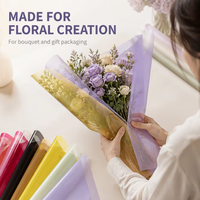 Papier d'emballage recyclable imperméable en PVC double face de 56 cm, bord coloré, emballage cadeau, bouquets de fleurs