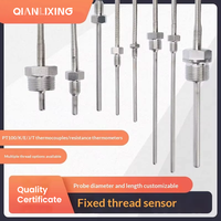 Sonde de température étanche en acier inoxydable avec thermocouple de type K à filetage fixe, résistance thermique en platine PT100, capteur de température J/T/E