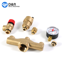 D&R Auto Vanne de purge d'air 3/8 po, Vanne de sécurité de décharge de pression 1/2 po, Kits de sécurité pour chaudière en laiton DN25 avec manomètre pour système de plomberie