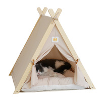 Maison pour animaux de compagnie en bois massif de haute qualité, luxueuse, petite, en coton, pour chien, pour chat, tente triangulaire de luxe, niche pour animaux de compagnie