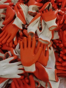 Shuoya barato 10G PVC recubierto rojo naranja verde plano colgante hilo seguridad trabajo guantes - Product Image 6