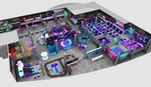 Parc de trampolines intérieur géant à thème cyberpunk avec effets lumineux néon et design futuriste pour <span class=keywords><strong>centre</strong></span> de divertissement <span class=keywords><strong>commercial</strong></span> - Product Image 5