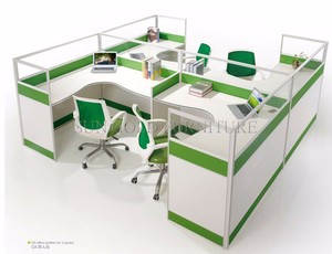 Escritorio de Oficina Minimalista <span class=keywords><strong>en</strong></span> Forma de Cruz para 4 Personas con Cajones de Almacenamiento - Product Image 6
