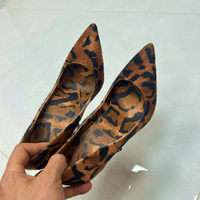 Sandales pointues à talon aiguille de 12 cm pour femmes, imprimé léopard sexy, été, avec semelle extérieure en caoutchouc et doublure en cuir synthétique