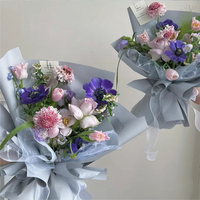 Emballage pour bouquet de fleurs, couleur unie, mat, enduit, recyclable, rouleau translucide, imperméable, vente en gros, papier coréen