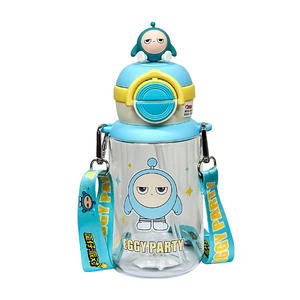 Vaso de agua Tritan Eggy Party Kids de 500 ml con doble tapa, portátil para excursiones, uso estudiantil, diseño de dibujos animados - Product Image 2