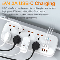 Multiprise Électrique Universelle Parafoudre de Ménage Rallonge 8 Prises CA avec Ports USB
