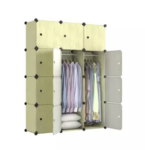 Armoire pliante en plastique Pp, magique moderne, assemblage Simple, bricolage, placard Portable, armoire pour suspendre les vêtements avec étagère