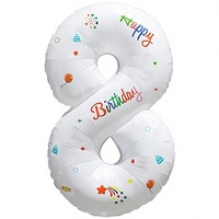 Ballons chiffres blancs de 32 pouces avec autocollants joyeux anniversaire colorés, décoration d'anniversaire, accessoires photo, ballons en feuille d'aluminium