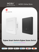 MOES Nueva Serie Star Ring Tuya Smart ZigBee3.0 Interruptor de Botón Empotrado con Tacto Ligero y Diseño de Logotipo Saliente, Interruptor de Escena