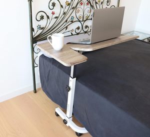 Ventas de fábrica Overbed Ruedas de mesa Altura ajustable Hospital Tilt Top Mesita de noche Rolling Overbed Table - Product Image 2