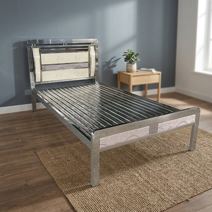 Industrial Style 1m Stainless Steel Dormitory <b>Bed</b> with 150kg Load Capacity High-<b>End</b> Finish Natural Steel Color - Product Image 3