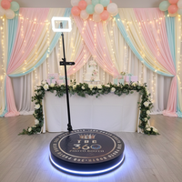 Platform Photo Booth Berputar 360 Derajat dengan Dukungan Ring Light untuk Kamera SLR, Smartphone, dan Tablet untuk Live Streaming