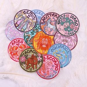 Patchs thermocollants Douze Constellations pour vêtements, badges brodés, vente en gros, logo personnalisé, prix d'usine, patchs signes du zodiaque - Product Image 1