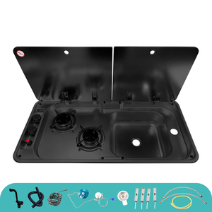 Combinazione Premium JDA Lavello e Piano Cottura in Acciaio Inox 304 Nero <span class=keywords><strong>per</strong></span> <span class=keywords><strong>Camper</strong></span>, Roulotte, Barche, Yacht e Rimorchi Marini - Product Image 2