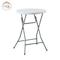 Table à Manger Ronde Pliante en Plastique Blanc, Idéale pour l'Extérieur, les Mariages Décontractés, les Banquets et les Événements