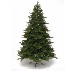 2024 5 Fuß hochwertiges PET-Material künstlicher schneeblümter Weihnachtsbaum neues High-End-Weihnachtsdekor Pinecone Red Berries Metal