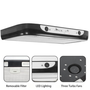 Hotte de cuisine 12V en acier inoxydable avec filtre à mailles pour camping-car et caravane, avec éclairage et interrupteur à bouton - Product Image 1