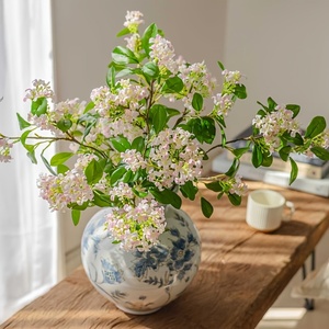 Stock d'usine – Bouquet artificiel moderne fait main de 72 cm, fleurs lilas, roses et blanches réalistes, feuilles <span class=keywords><strong>vertes</strong></span> – Pâques, Fête des Mères - Product Image 2